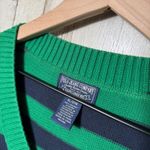 Polo Jeans Company Ralph Lauren Striped V Neck Sweater Green Navy Women's XL Photo 2
