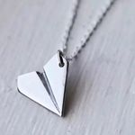 Lovely Paper Airplane Pendant Necklace Gray Photo 5
