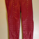 Boutique  Red Maroon Studed Tie Closure Zip Pockets Punk Rock Skinny Pants M Photo 0