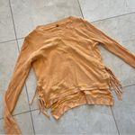 Free People  Orange Waffleknit Longsleeve Side Tie Sz Small Photo 1