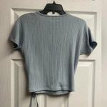 Madewell  Women's Ribbed Wrap Cropped Top Dusty Blue Size Small Photo 3