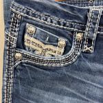 Rock Revival  Blue Skinny Jeans with Embroidered Pockets Photo 6