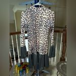 Leopard Print Dress with Black Ruffle Hem Brown Size M Photo 5