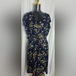 Loft  Floral Dress in Navy Ann Taylor Short sleeve Maxi Size Large NWOT Photo 2