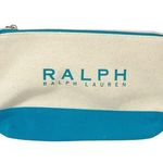 Ralph Lauren  Blue White Canvas Full Zip Cosmetic Bag NEW Photo 0