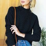 Emerson Fry Black Classic Cable Knit Fisherman Sweater Mock Neck Small Photo 0