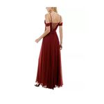 CITY STUDIOS Gown Juniors Dark Cardinal Cold Shoulder Lace Up Back Size 7 Photo 1
