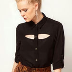 Nordstrom MinkPink Sheer Cut Out Blouse Photo 0