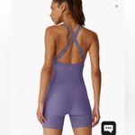Beyond Yoga NWT  Get Up and Go Spacedye Periwinkle Heather Pocket Biker Jumpsuit Photo 2