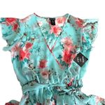 Kate & Lily Blue Pink Floral Chiffon Tie Belt Short Sleeve Maxi Dress Size 6 NEW Photo 7