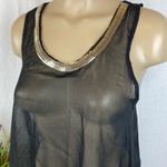 First Love Sheer Metallic Neck Mesh Sleeveless Tank Top S Photo 4