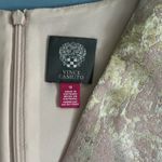 Vince Camuto NWT Blush Pink Metallic Jacquard Satin Split Neck Fit & Flare Dress Photo 4