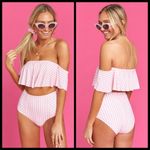 Show Me Your Mumu ๐๐ Barbie Bindi Ruffle Bikini TOP ~ Skipper Stripe Pink/White Photo 2