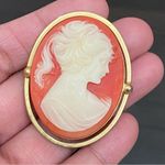 Vintage Unsigned Coral Victorian Cameo Gold Photo 6