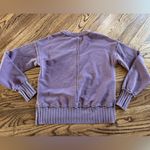 Evereve  Rib Trim Sweatshirt Washed Plum Crewneck Cotton Blend Small Ribbed Cut Photo 4
