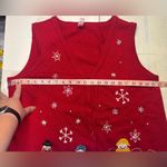 Christmas Snowman Snowflake Red Embroidered Sweater Vest 90's Style Size Large Pink Photo 2