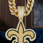 NFL  New Orleans Saints 20Inch Necklace Pendant Cuban Chain Link Football Jewe Photo 0