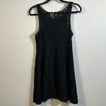Free People  Black Lace Floral Goth Sheer Netting Unlined Mini Dress Size Medium Photo 3