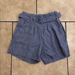 Abercrombie & Fitch  Dusty Blue High Waisted Belted Linen Blend Shorts Photo 1