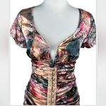 Pretty Little Thing NWT Multi Satin Renaissance V Bar Bodycon Dress Size 4 Photo 2