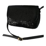 Whiting & Davis Black Leather Black Brass Circle Flat Mesh Crossbody Bag Photo 8
