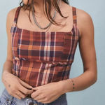 Urban Outfitters Outfitter Size Large Deep Red/Orange and Navy Blue Plaid Tank Top. Photo 0