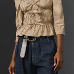 Reformation Lauryn Top Gingham In brown Size 10 NWT Photo 0