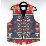 Stark Womens Vest Gray V Neck Slim Fit Waistcoat Wool Southwestern Aztec Large Orange Photo 0