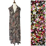 VINTAGE JBS Floral Button Front Midi Maxi Shirt Dress Black Size 22W Photo 1