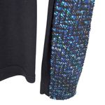 Elie Tahari  Cardigan Sweater Zipper Black Blue Tweed Boucle‎ Wool Blend S Photo 3