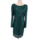 Nanette Lepore  Teal Sequin Long Sleeve Dress Photo 1