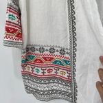 Johnny Was  LA White Linen Multicolor Embroidered Open Front Kimono Jacket Small Photo 1