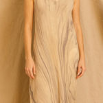 Raquel Allegra Womens Linen Blend Marble Print Beige Maxi Tank Dress Size Tan Size XS Photo 0