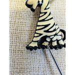 Vintage Necklace Eisenberg‎ Tiger Cat Black White Enamel Pendant Artist Series Photo 7