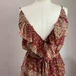 Saints + Secrets Burgundy Paisley Print Deep V-Neck Jumpsuit Size S Photo 3