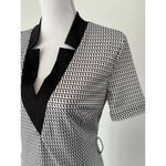 Chic Me  Black & White Geometric Print V Neck Midi Sheath Dress Womens Size Medium Photo 4