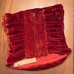 Reformation  Addie Ruched Smocked Strapless Velvet Top in Blood‎ Orange Size 4 Photo 12