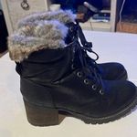 Steve Madden Comfort Women SZ 9 Faux Fur Lined Ankle Booties Black Block Heeled Photo 0