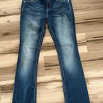 Miss Me Bootcut Midrise Size 31 Fleur de Lis Stretch Denim Jeans Y2K Mcbling Photo 0