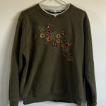 Hasting & Smith Green  Sweatshirt with Floral and Butterfly Embroidery Photo 0
