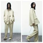 ZARA Satin Blazer Size Medium Pistachio Green 2010/734 Oversized Boyfriend Photo 1