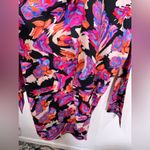 Topshop Deep V-Neck Floral Open Back Batwing Sleeve MIDI Dress Size 8 Photo 3