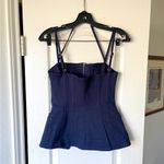 Cult Gaia  Katella Corset Top Zip Front Halter Navy Deep Lake 2 NWT Photo 7