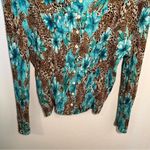 Vintage Great Cavalier by St. Paul Reversible Blouse Teal Floral Animal Print Blue Size M Photo 3