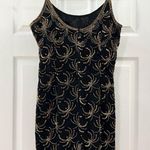 Vintage Morningside Designer Collection sleeveless Sequin Mini dress Black Gold Size 4 Photo 5