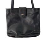 Cuoieria Fiorentina Smooth Black Leather Double Strap Purse Top Stitch Shoulder Photo 0
