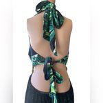 Green Leaf Print Bikini Set with Black Mesh Skirt Size 2X Photo 6