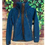 Kuhl  Fleece Leather Flight Jacket Full Zip Hoodie Sherpa Teddy Coat Women's XS Photo 0
