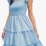 Light Blue Ruffle Mini Dress Photo 0