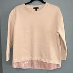 J.Crew pink sequin holiday sparkle hem crew neck sweatshirt size S Photo 0